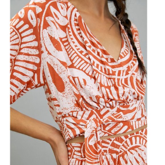 Anthropologie (NWT) | Cropped Mock-Wrap Blouse | Small - Picture 2 of 4